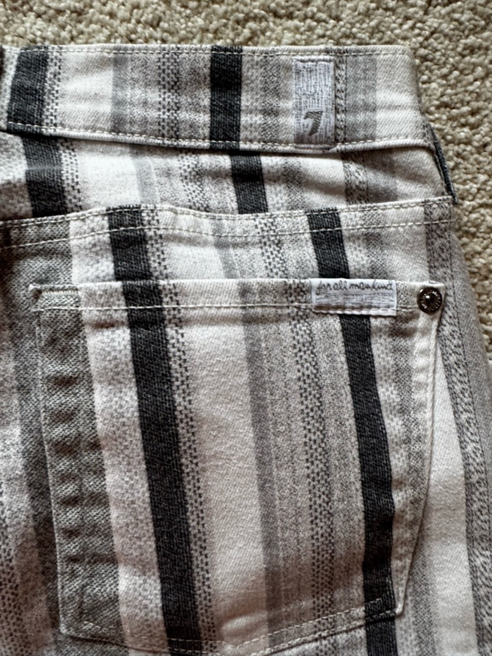 7 For All Mankind Striped Gray and White Jeans